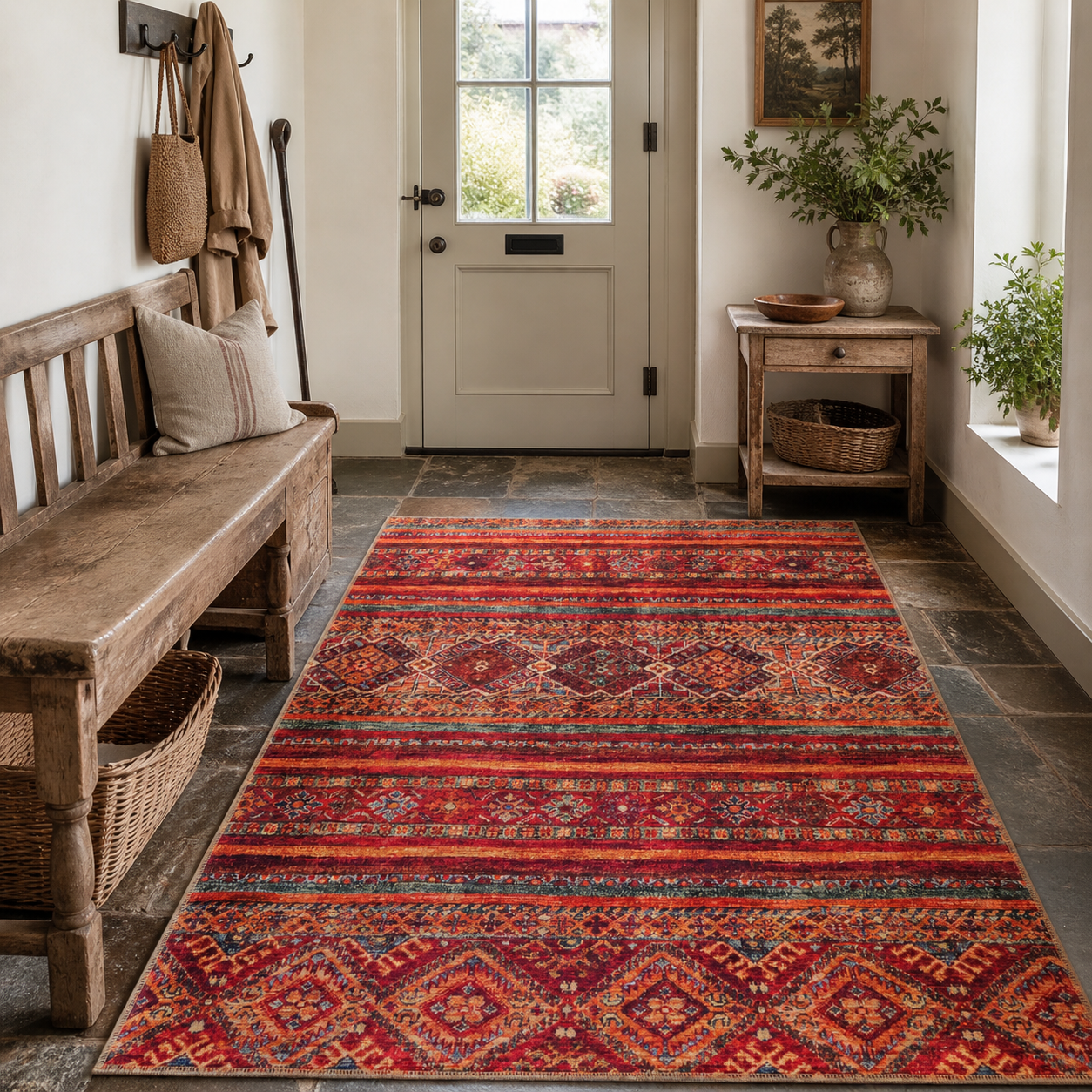 RWDV1322 washable chenille rug texture and pattern detail