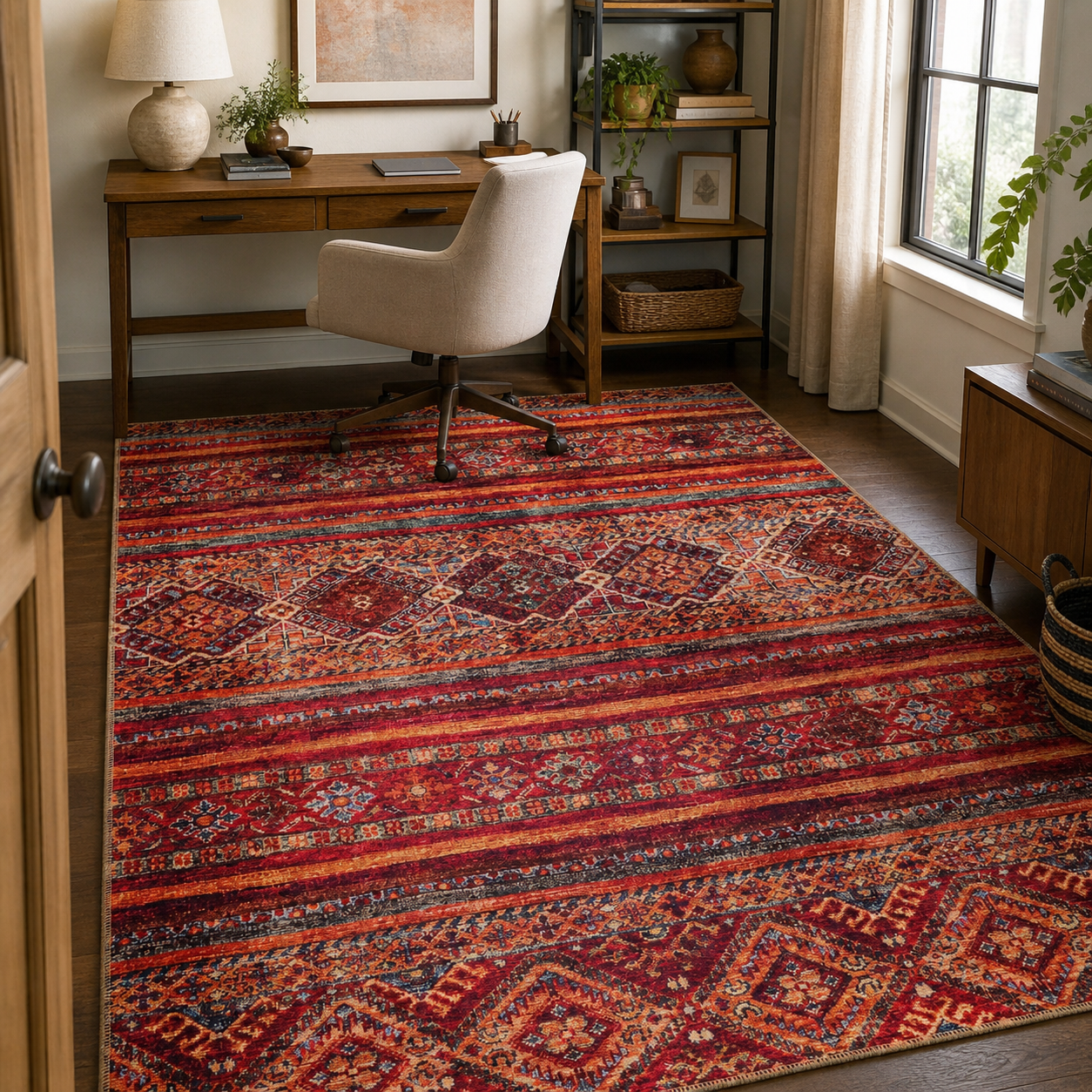 RWDV1322 washable chenille rug texture and pattern detail