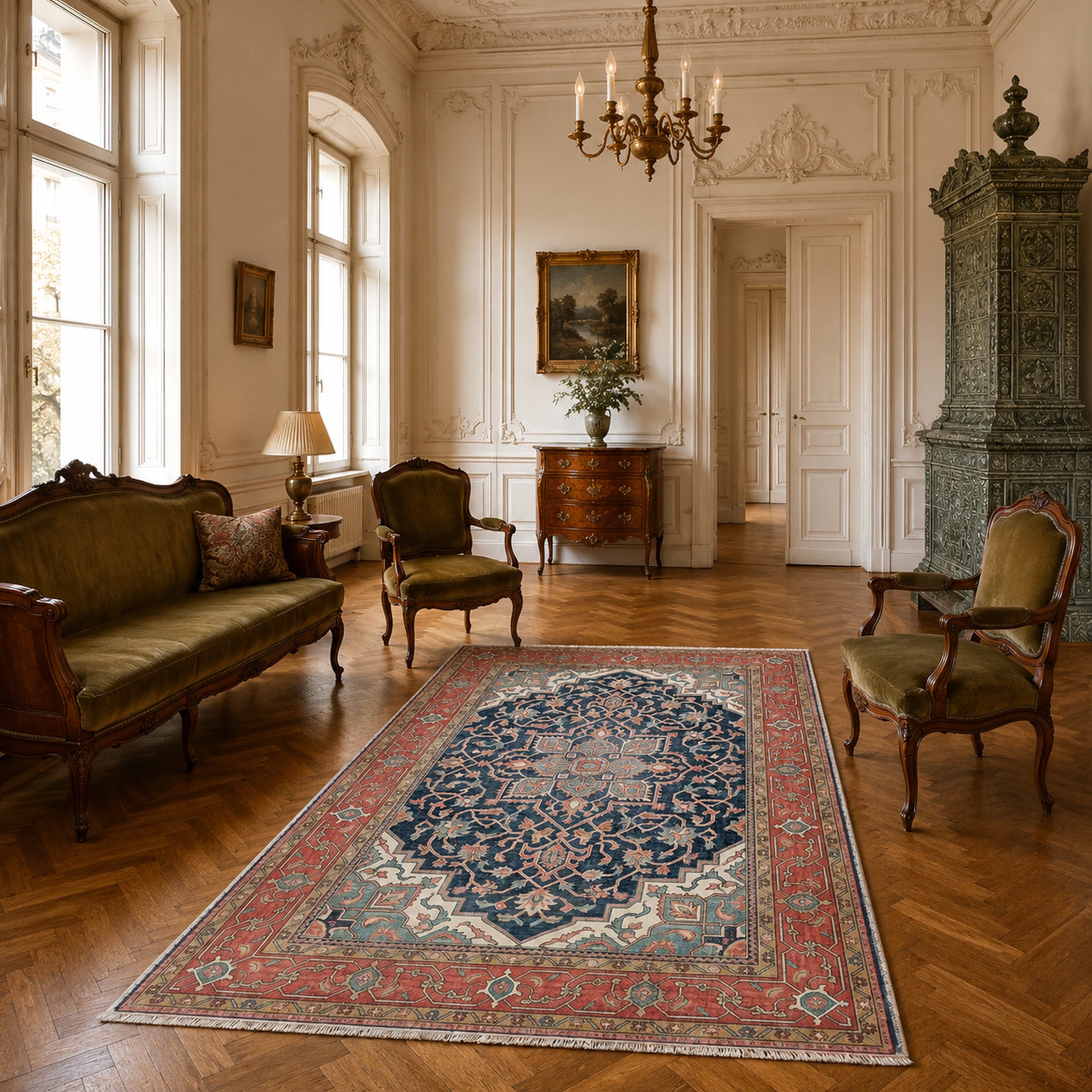 RWK3041 washable chenille area rug, room scene