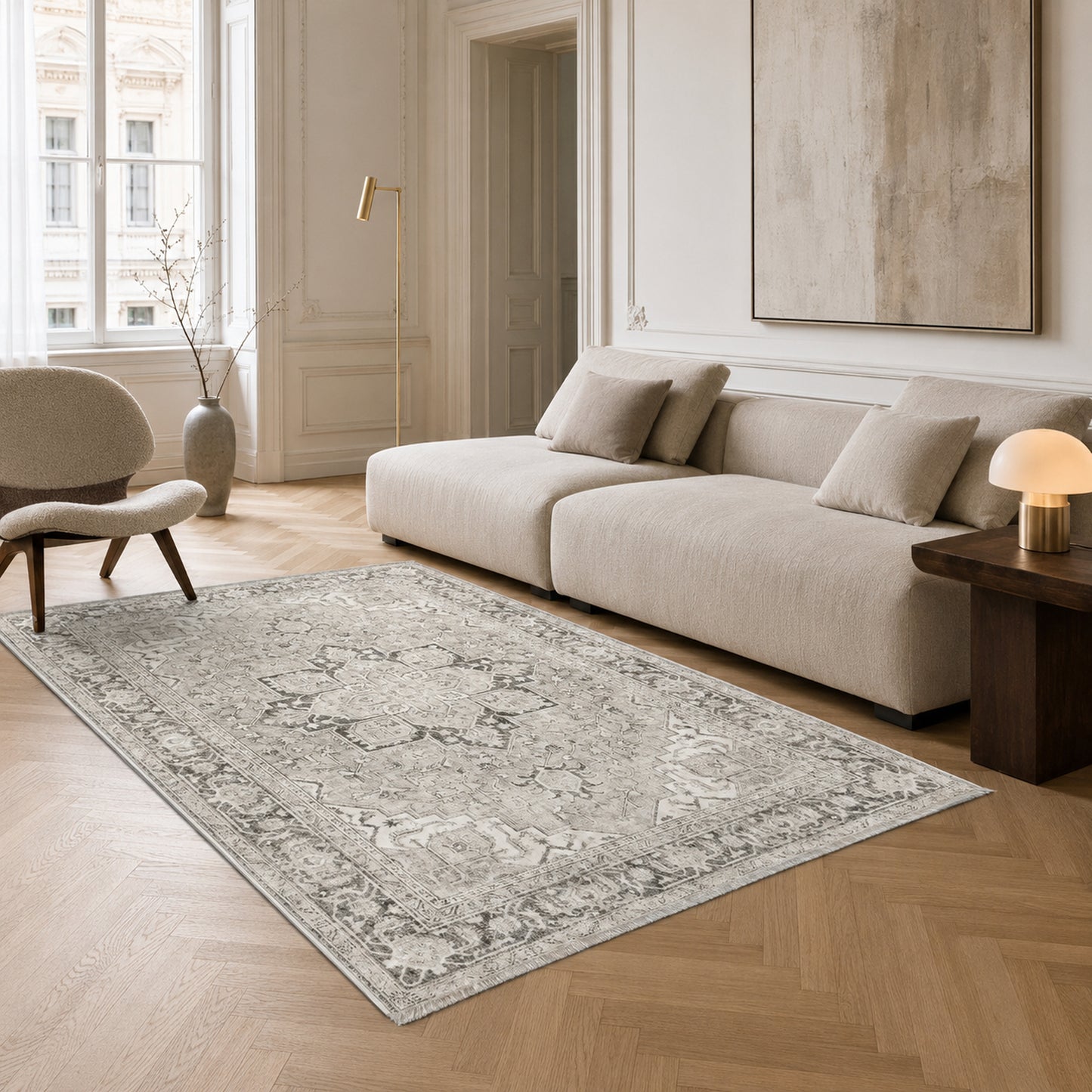 RWK3043403 washable chenille area rug, room scene