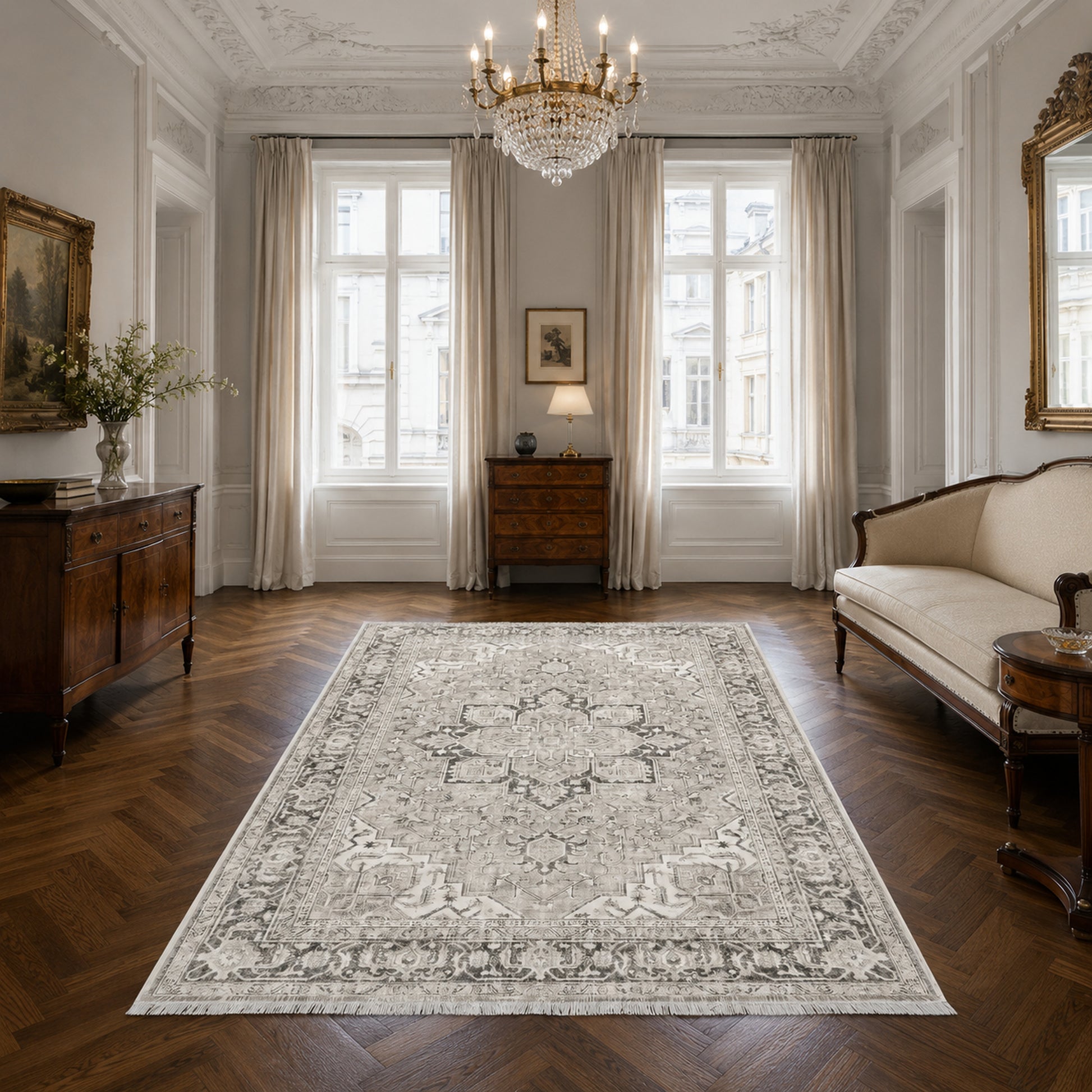 RWK3043403 washable chenille area rug, room scene