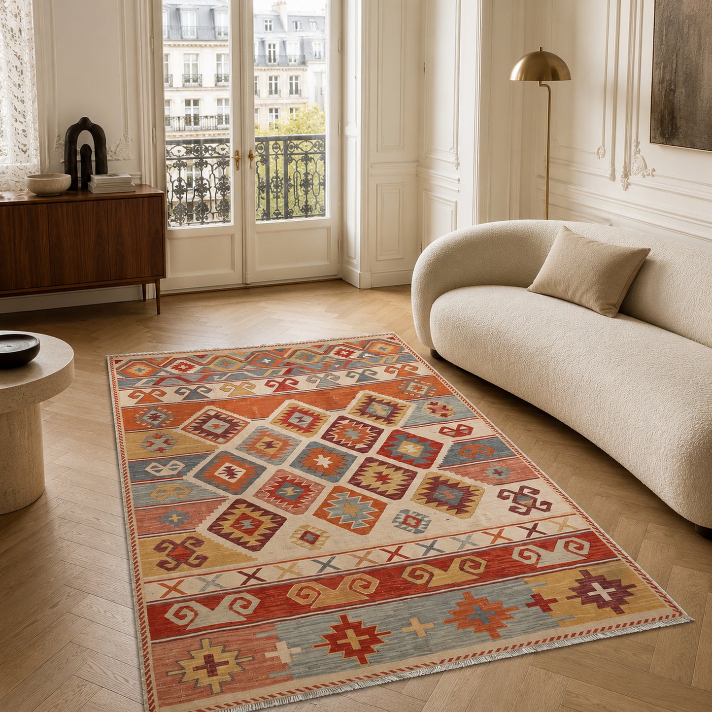 RWK3052 washable chenille area rug, room scene