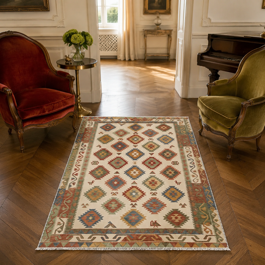 RWK3053 washable chenille area rug in a modern living room