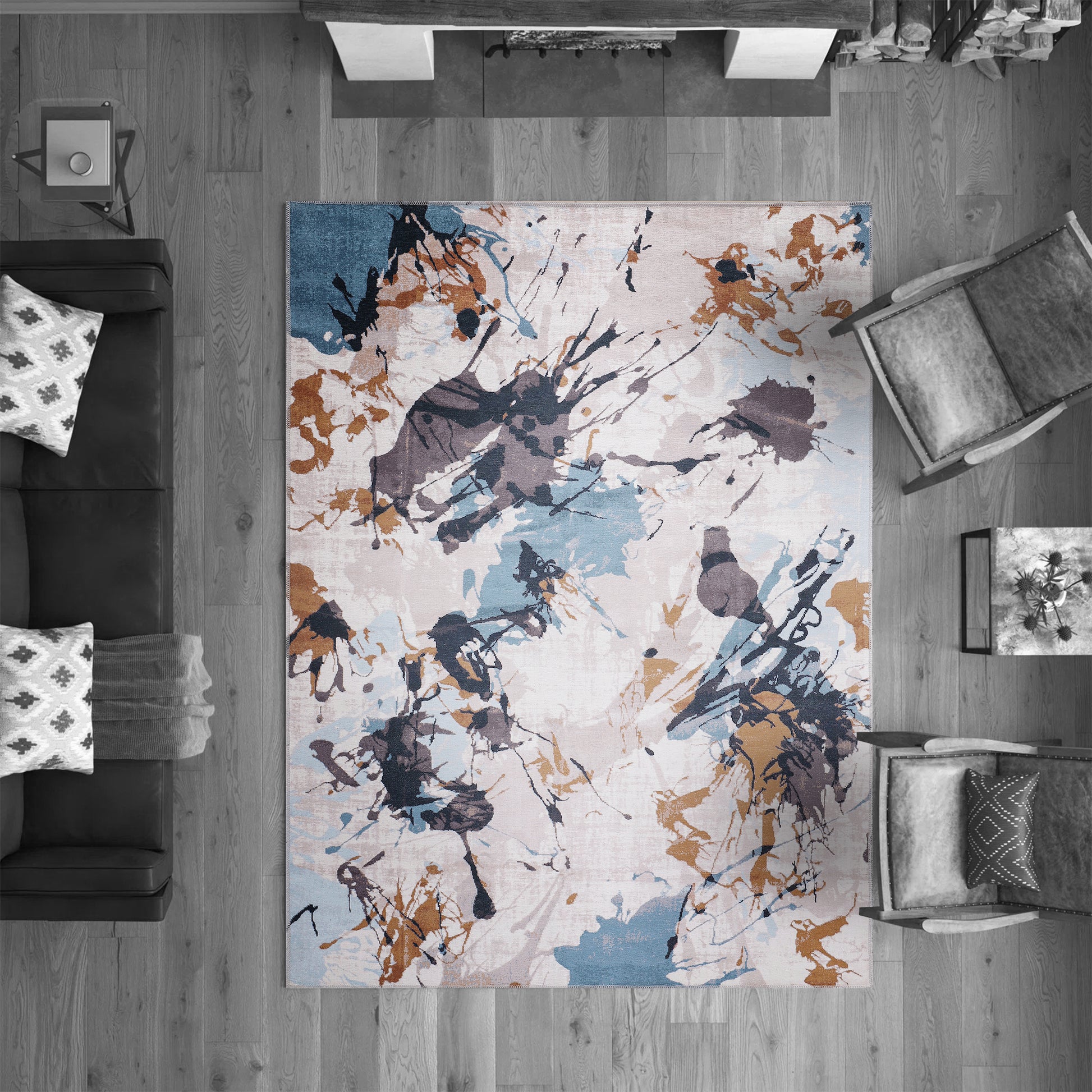 RWNL1004 washable chenille area rug viewed from above