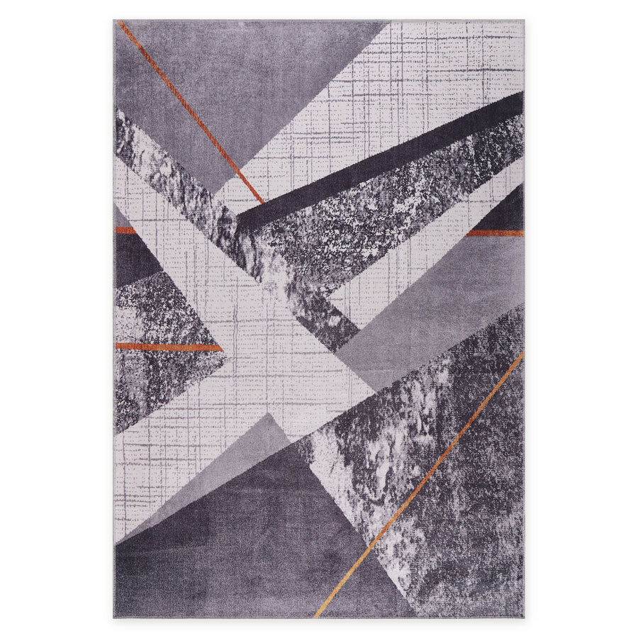 Studio Watercolour Slate Grey Abstract Washable Rug