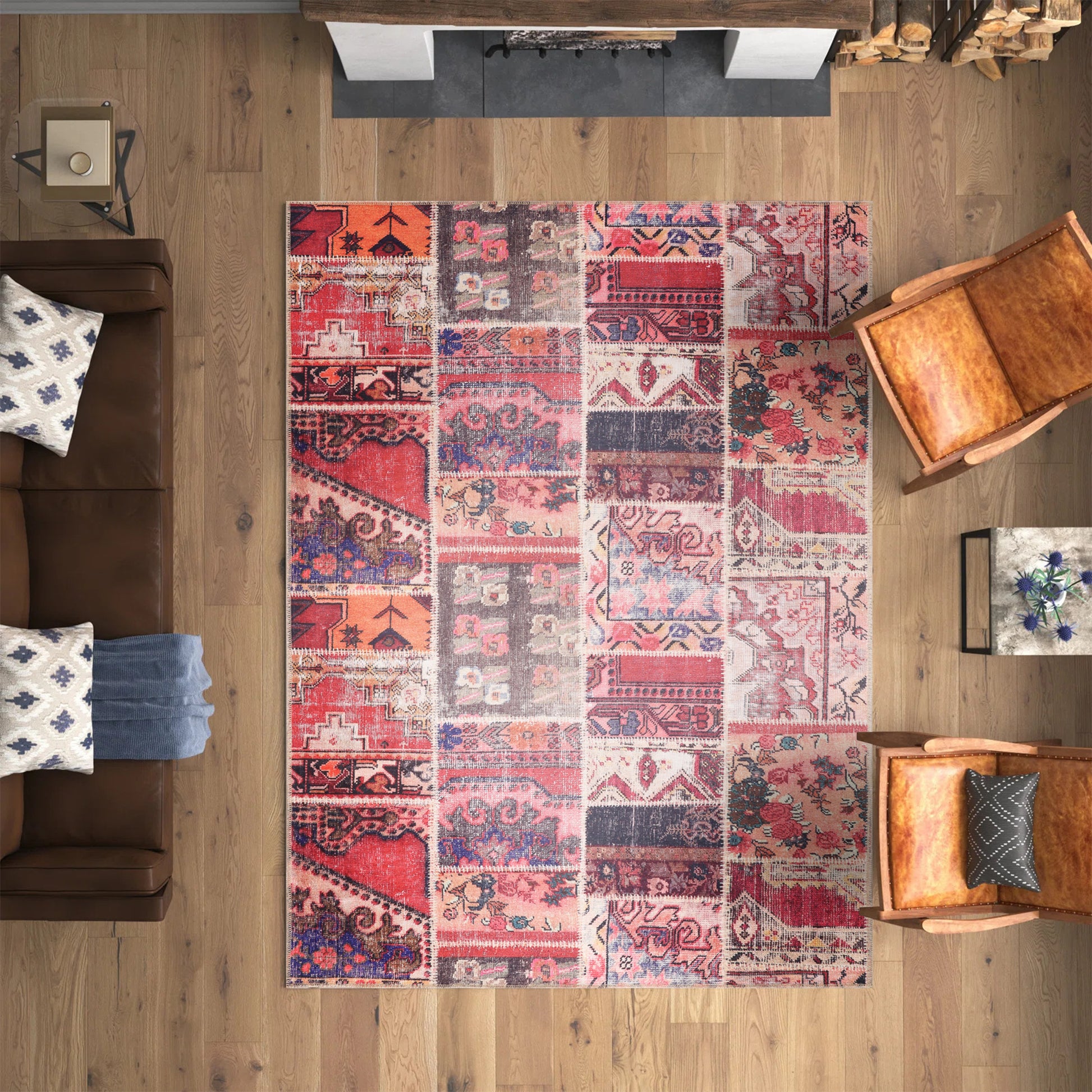 RWNL1006 washable chenille area rug viewed from above
