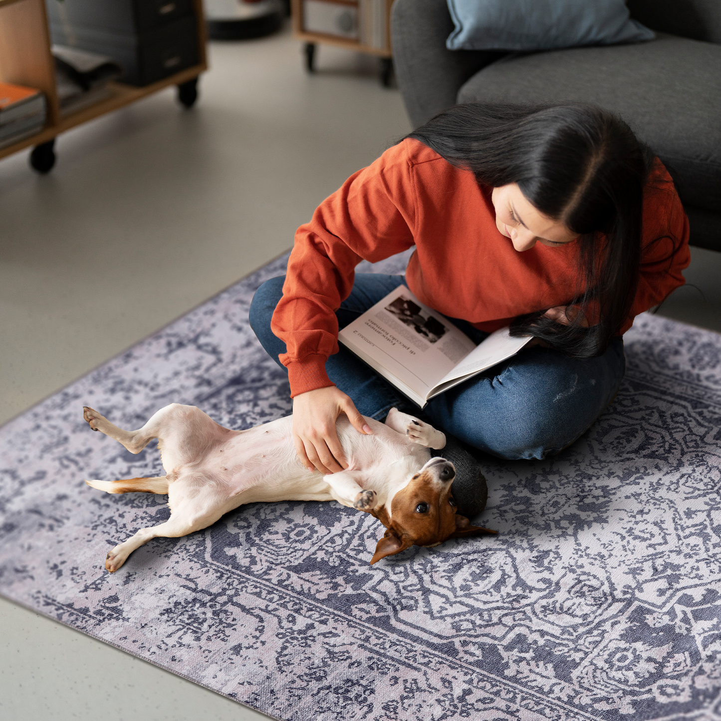 RWNL1010 washable chenille area rug, pet and kid friendly