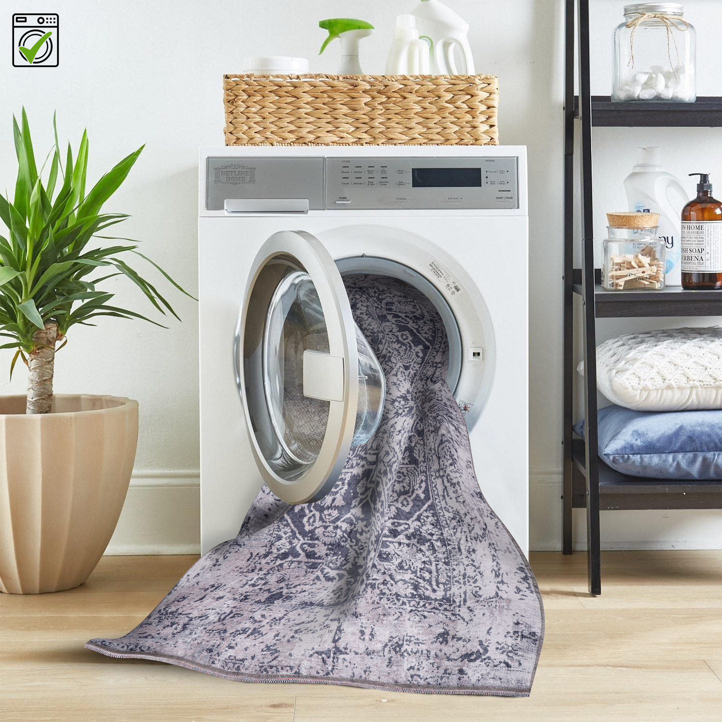 RWNL1010 washable chenille rug texture and pattern detail