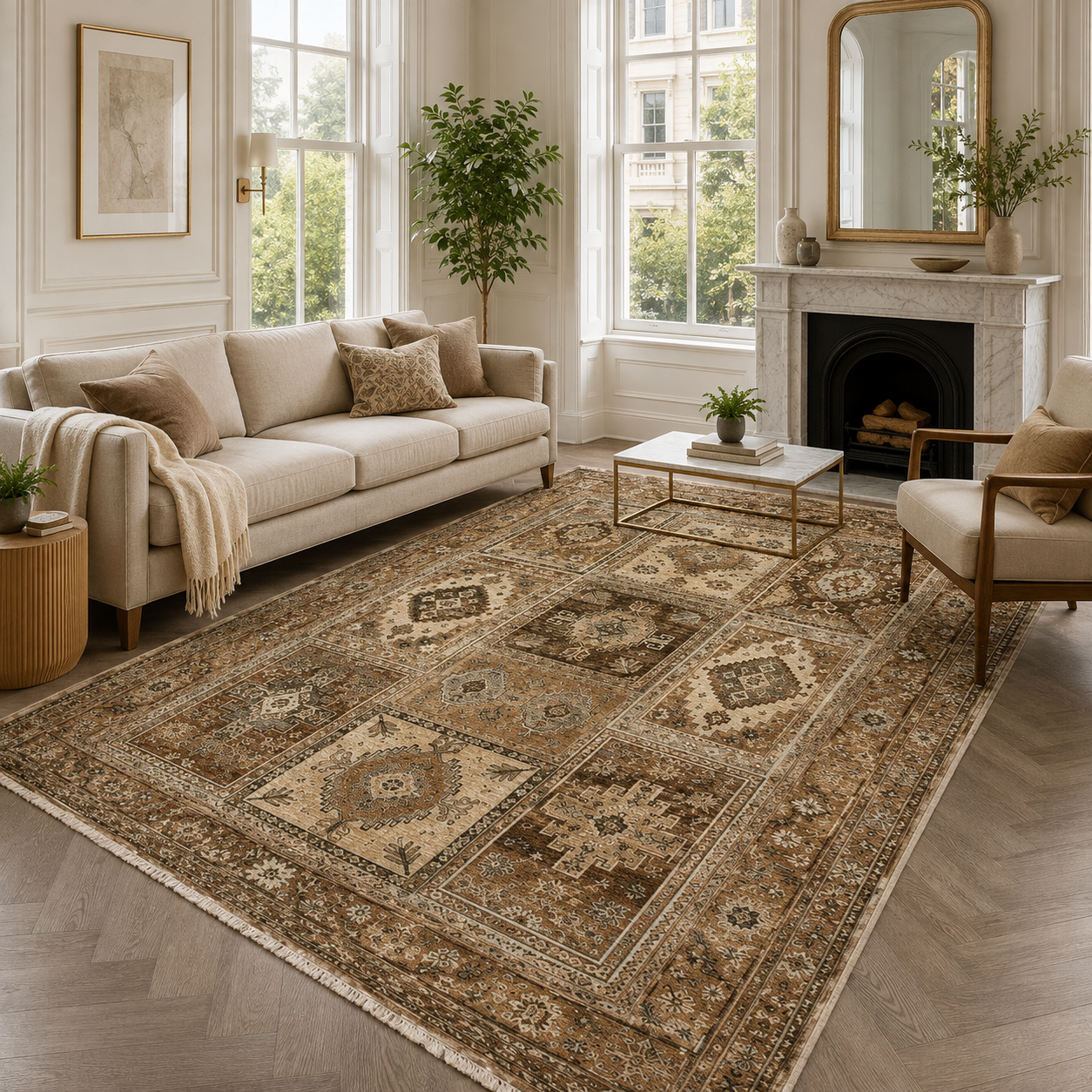 RWPR0001 washable chenille area rug, room scene