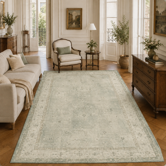 RWPR00010 washable chenille area rug, room scene