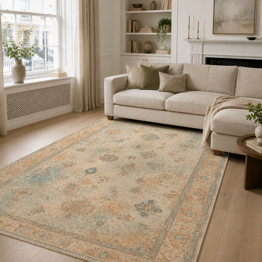RWPR00011 washable chenille area rug, room scene