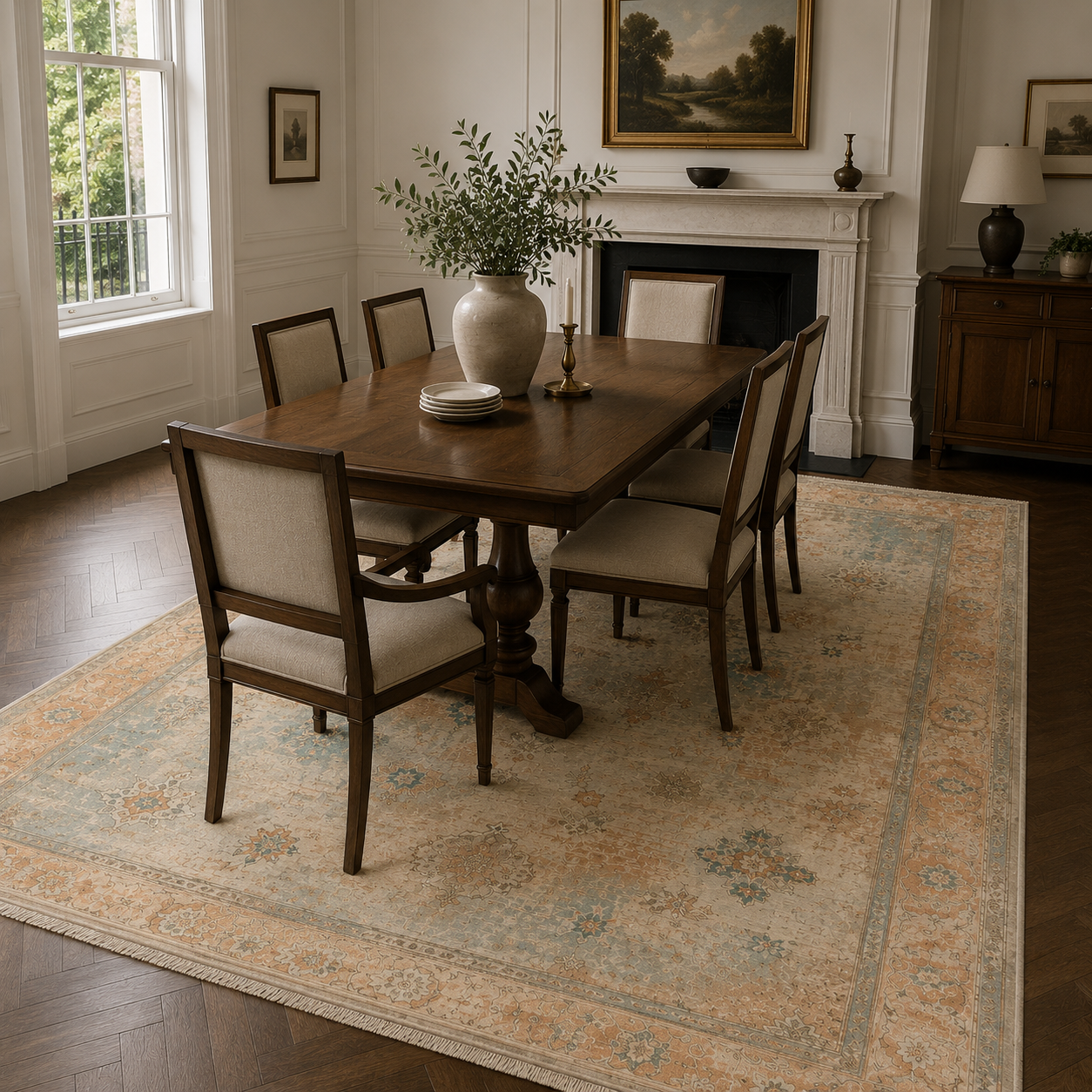 RWPR00011 washable chenille area rug, room scene
