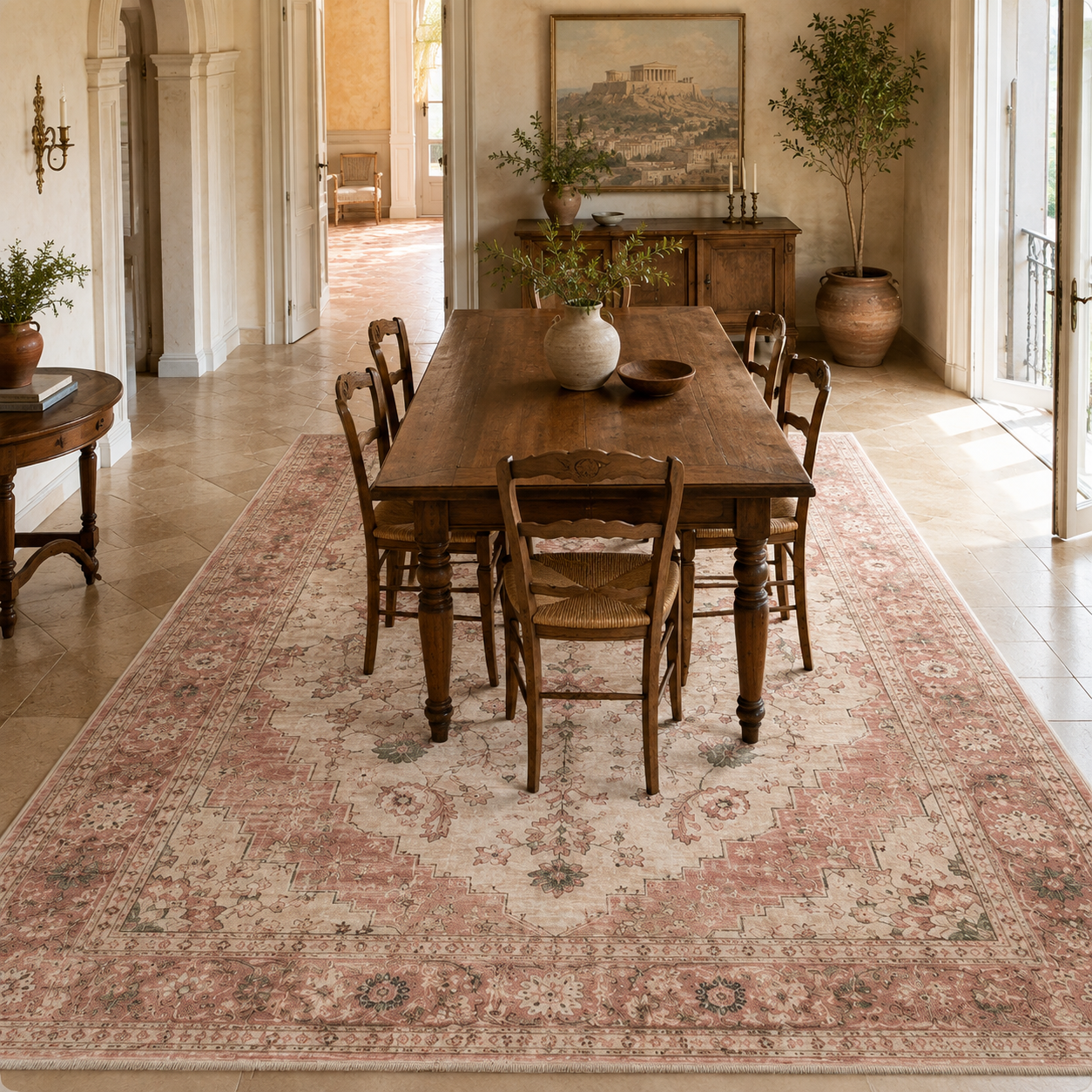 RWPR0002 washable chenille area rug, room scene