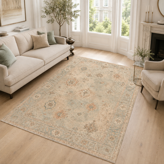 RWPR0005 washable chenille area rug, room scene