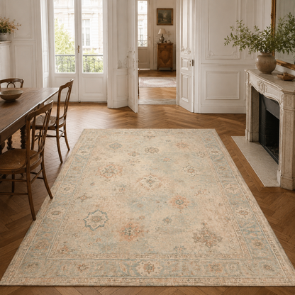 RWPR0005 washable chenille area rug, room scene