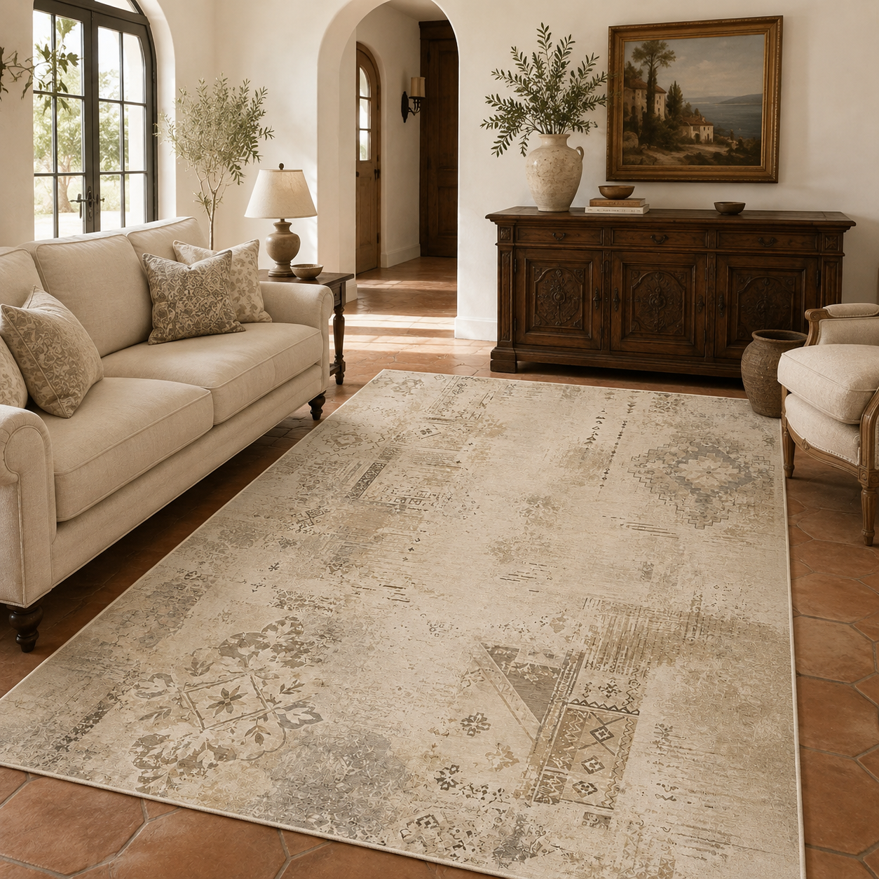 RWPR0007 washable chenille area rug