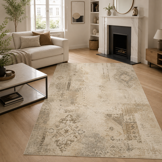 RWPR0007 washable chenille area rug, room scene