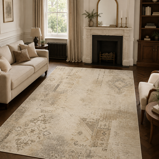 RWPR0007 washable chenille area rug, room scene
