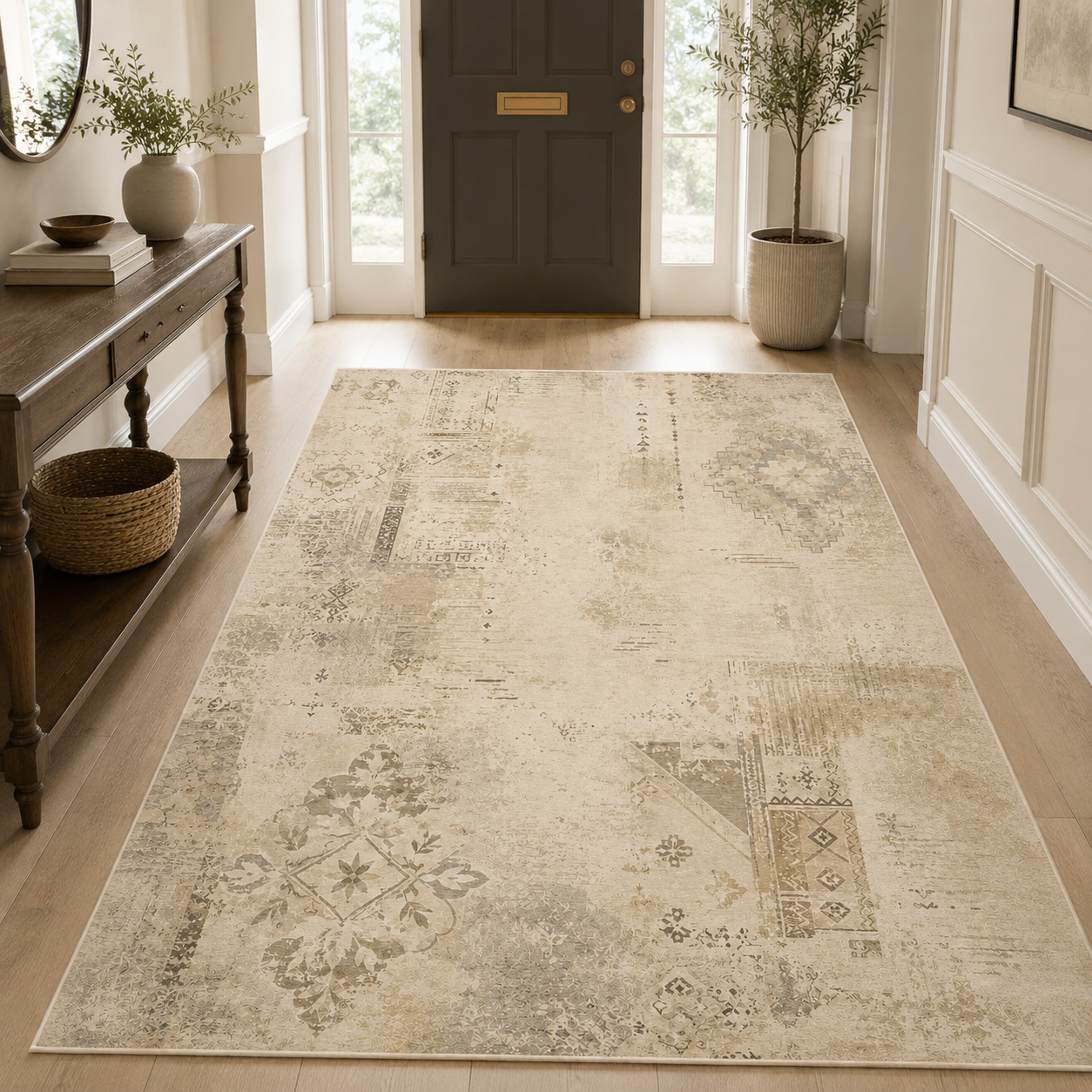 RWPR0007 washable chenille area rug, room scene