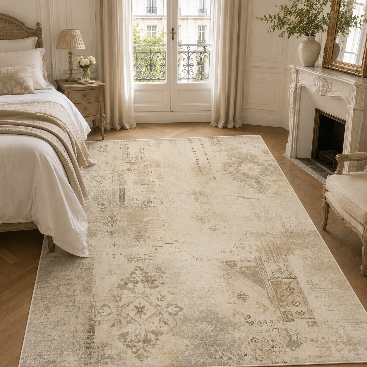 RWPR0007 washable chenille area rug, room scene