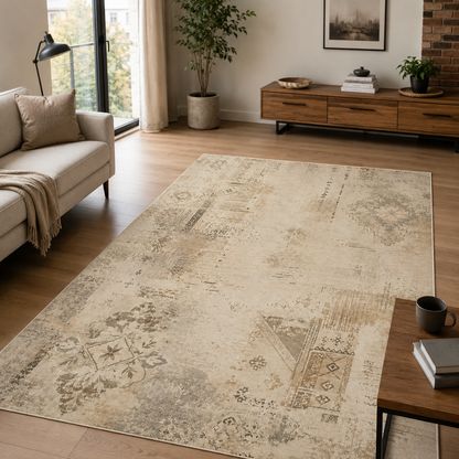 RWPR0007 washable chenille area rug, room scene