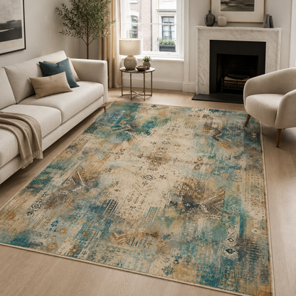 RWPR0008 washable chenille area rug, room scene