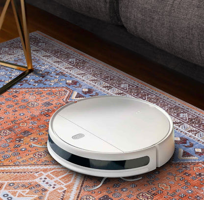 RWR1 washable chenille area rug, robot vacuum