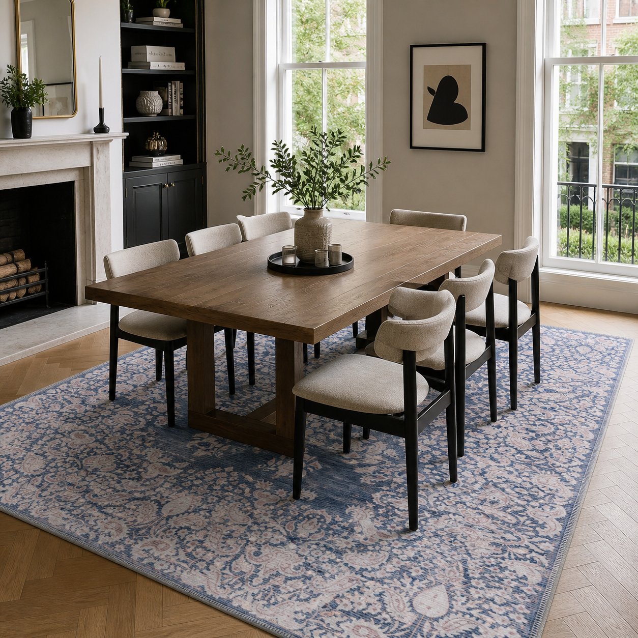 RWR3 washable chenille area rug, room scene