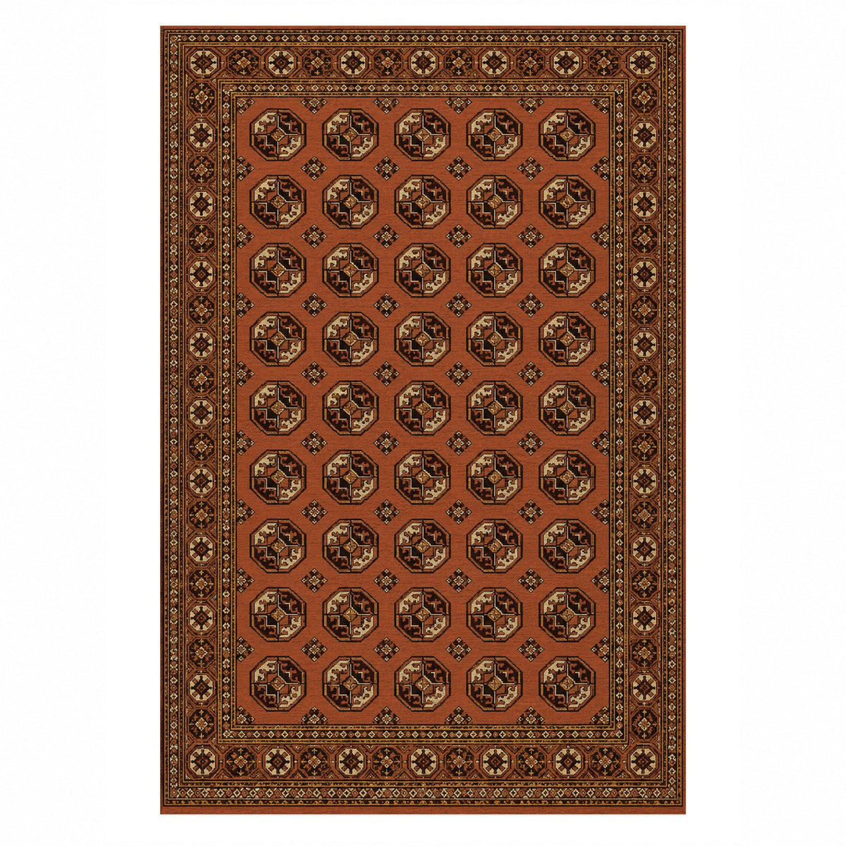 Afghan Red Gul Burnt Sienna Ethnic Washable Rug — top view