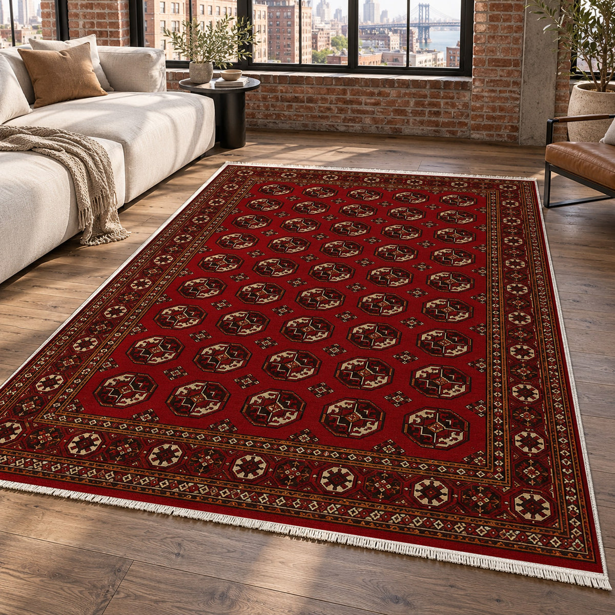Afghan Red Gul Classic Afghan Red Ethnic Washable Rug — new york living