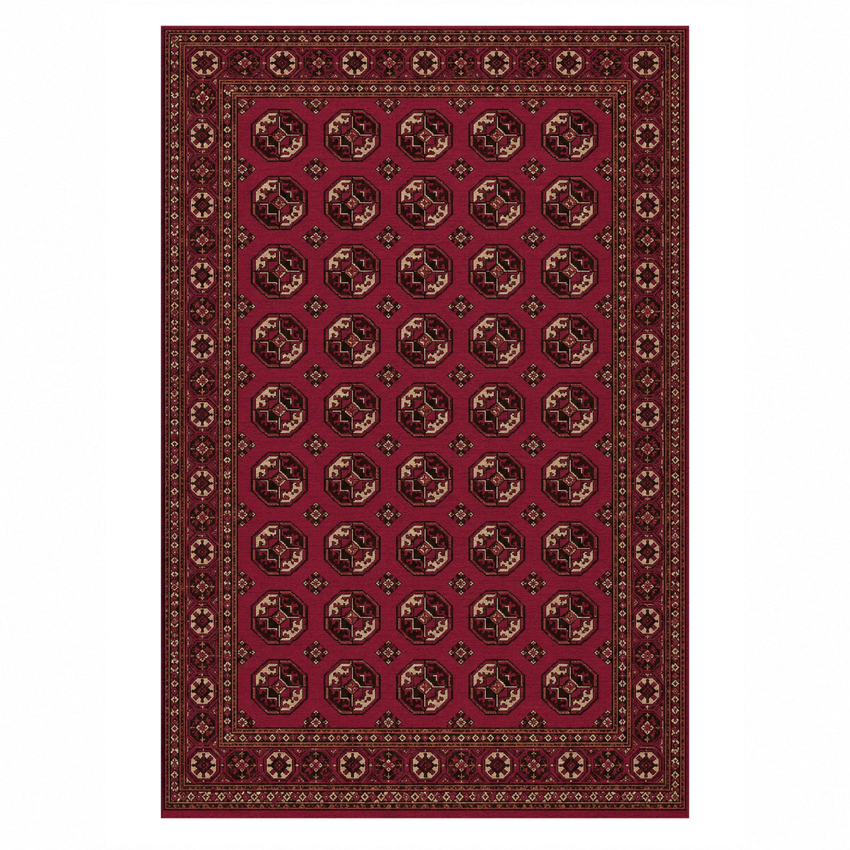 Afghan Red Gul Deep Garnet Ethnic Washable Rug — top view
