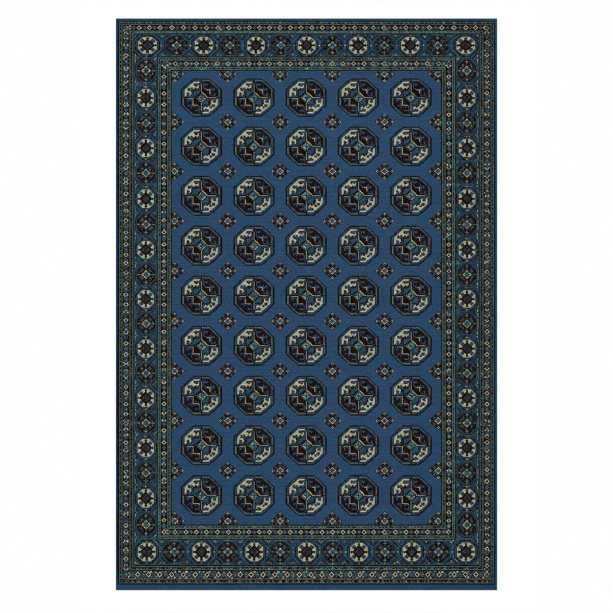 Afghan Red Gul Midnight Indigo Ethnic Washable Rug — top view