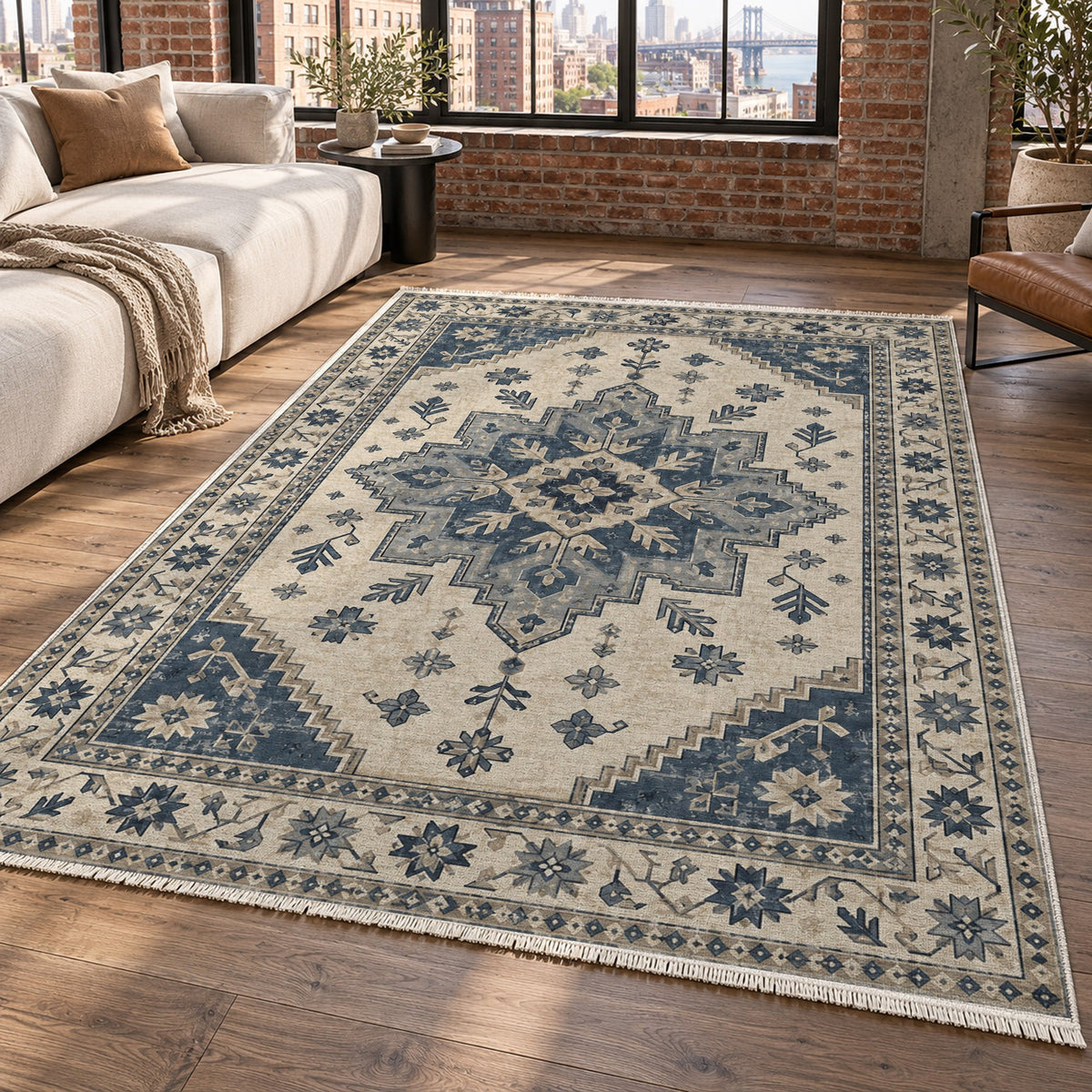 Anatolian Star Blue Ivory Classic Washable Rug — new york living
