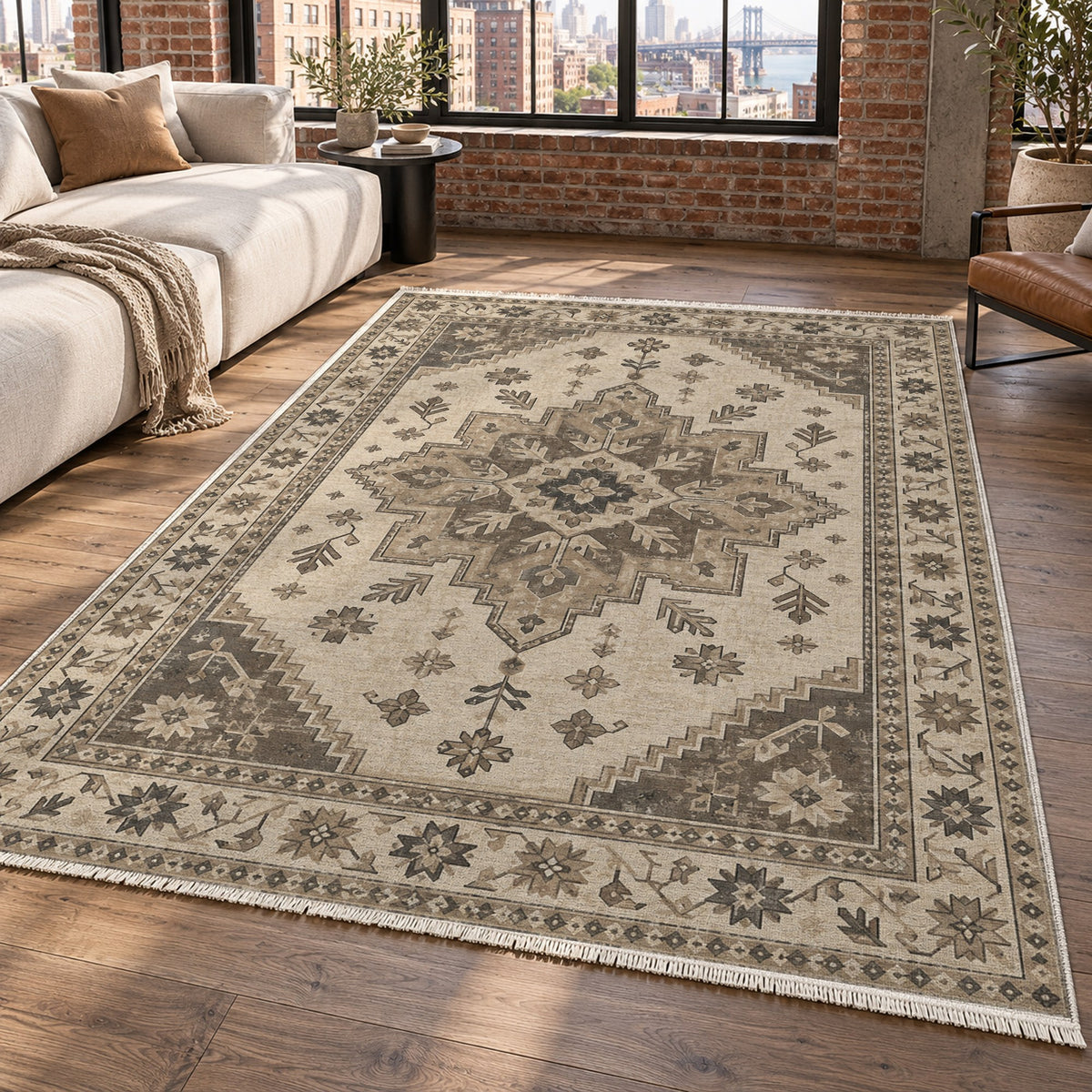 Anatolian Star Ivory Taupe Classic Washable Rug — new york living
