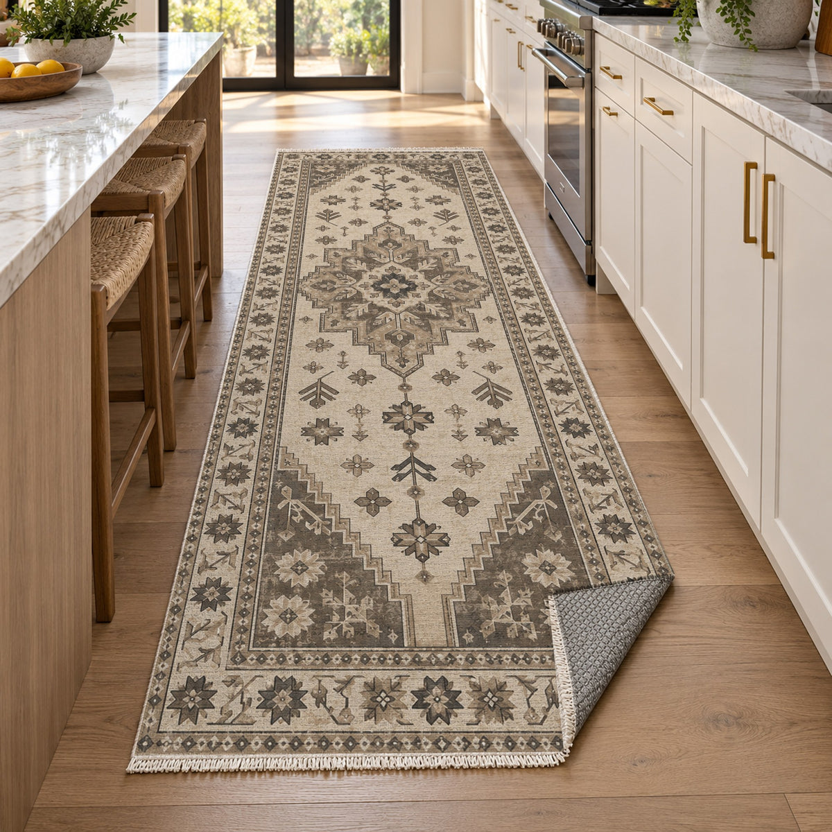 Anatolian Star Ivory Taupe Classic Washable Rug — new york kitchen runner