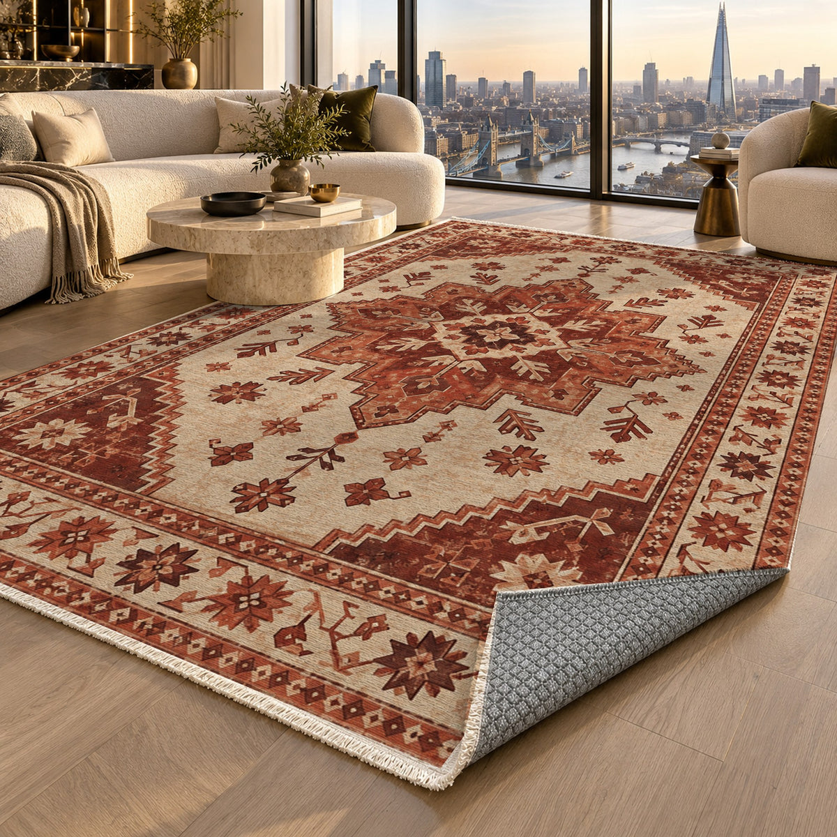 Anatolian Star Rust Sand Classic Washable Rug — london luxury living