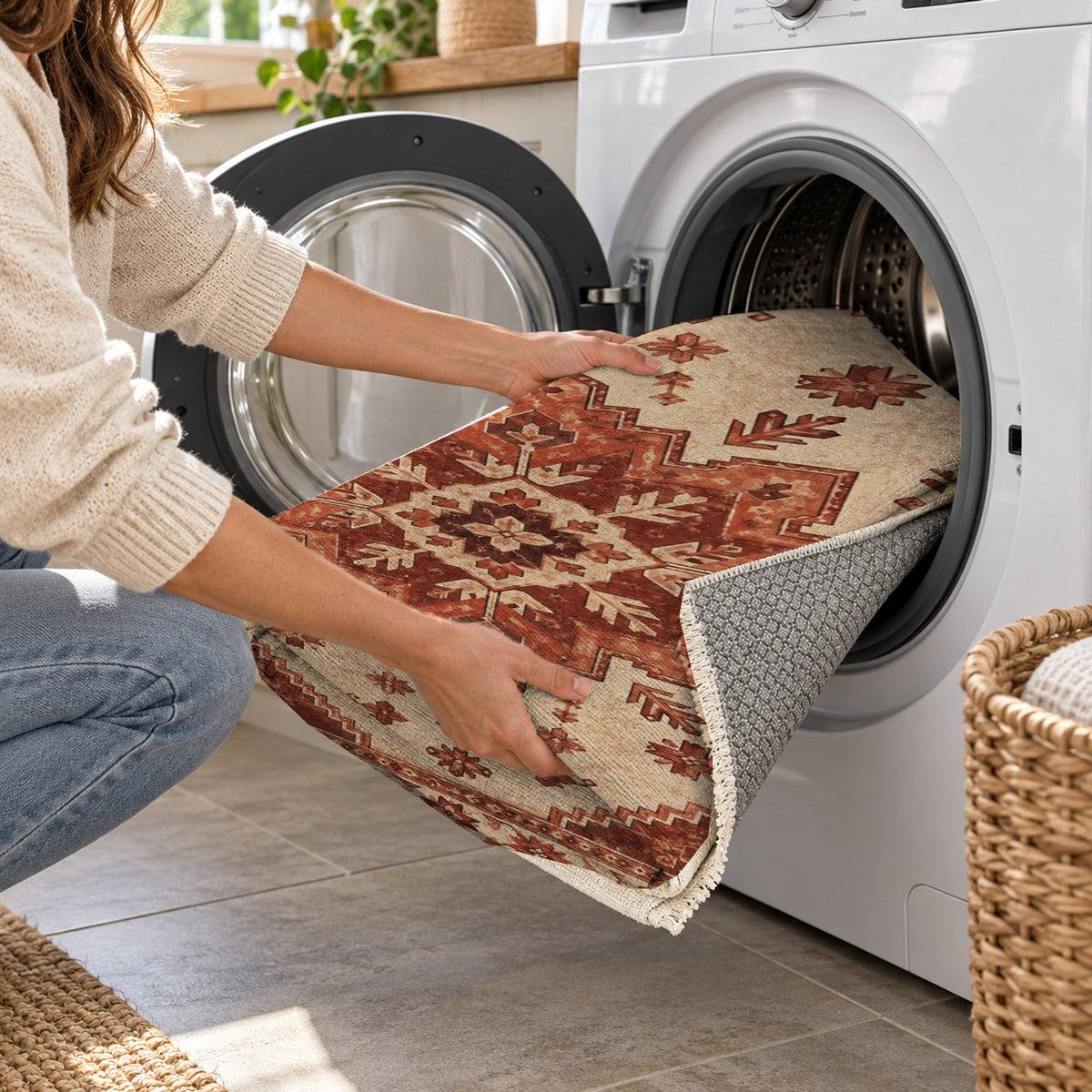 Anatolian Star Rust Sand Classic Washable Rug — washing machine