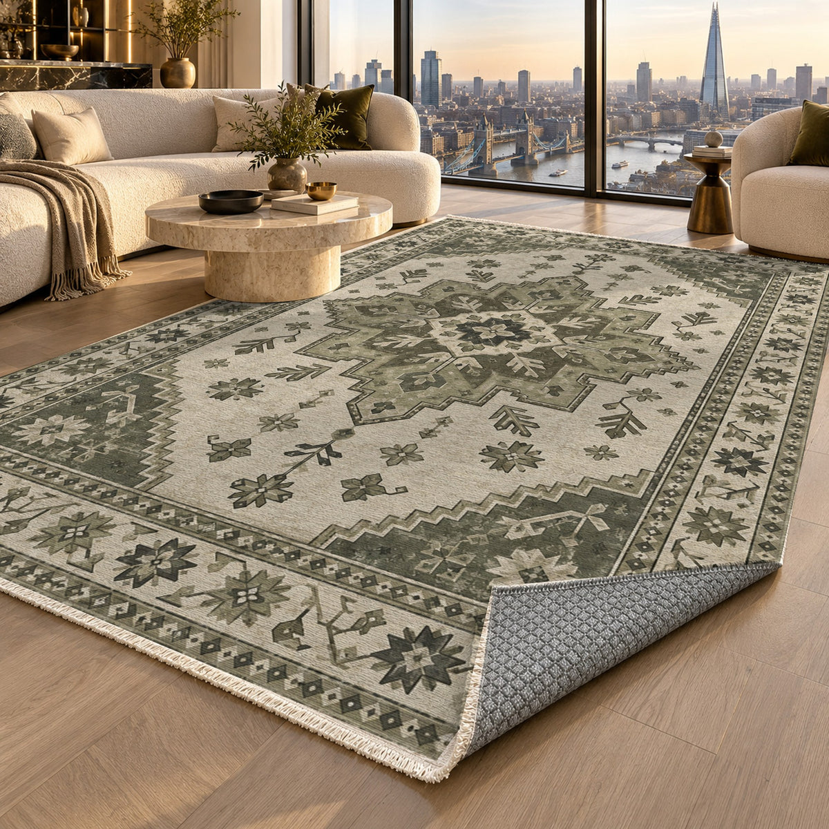 Anatolian Star Sage Stone Classic Washable Rug — london luxury living