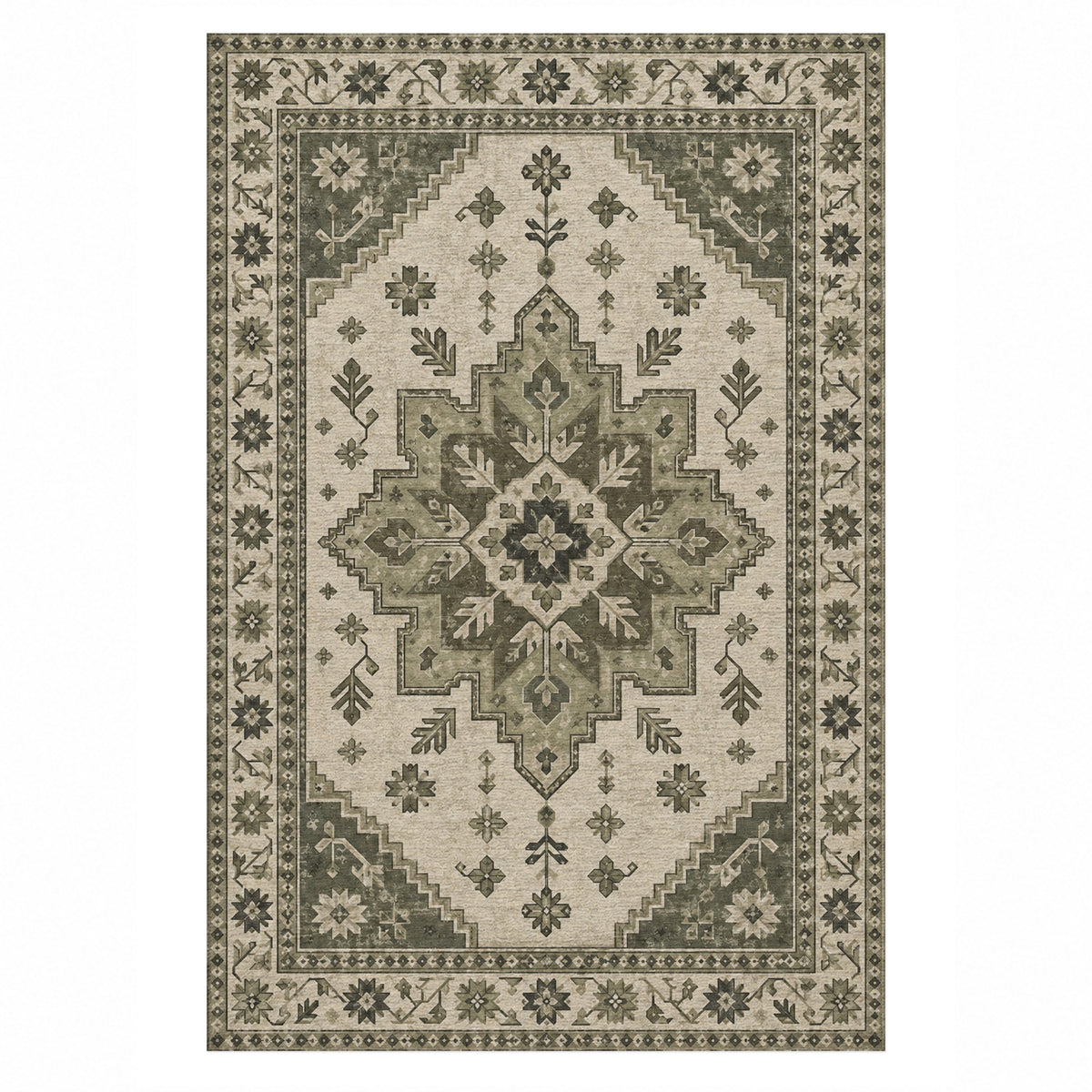 Anatolian Star Sage Stone Classic Washable Rug — top view