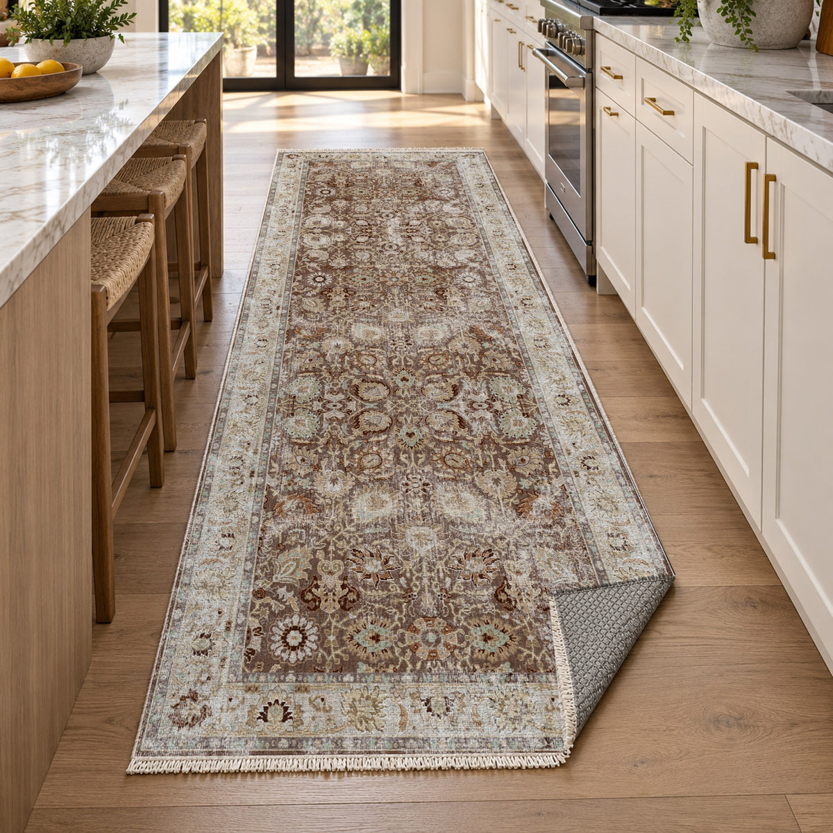 Antique Wash Chocolate Vintage Washable Rug — new york kitchen runner