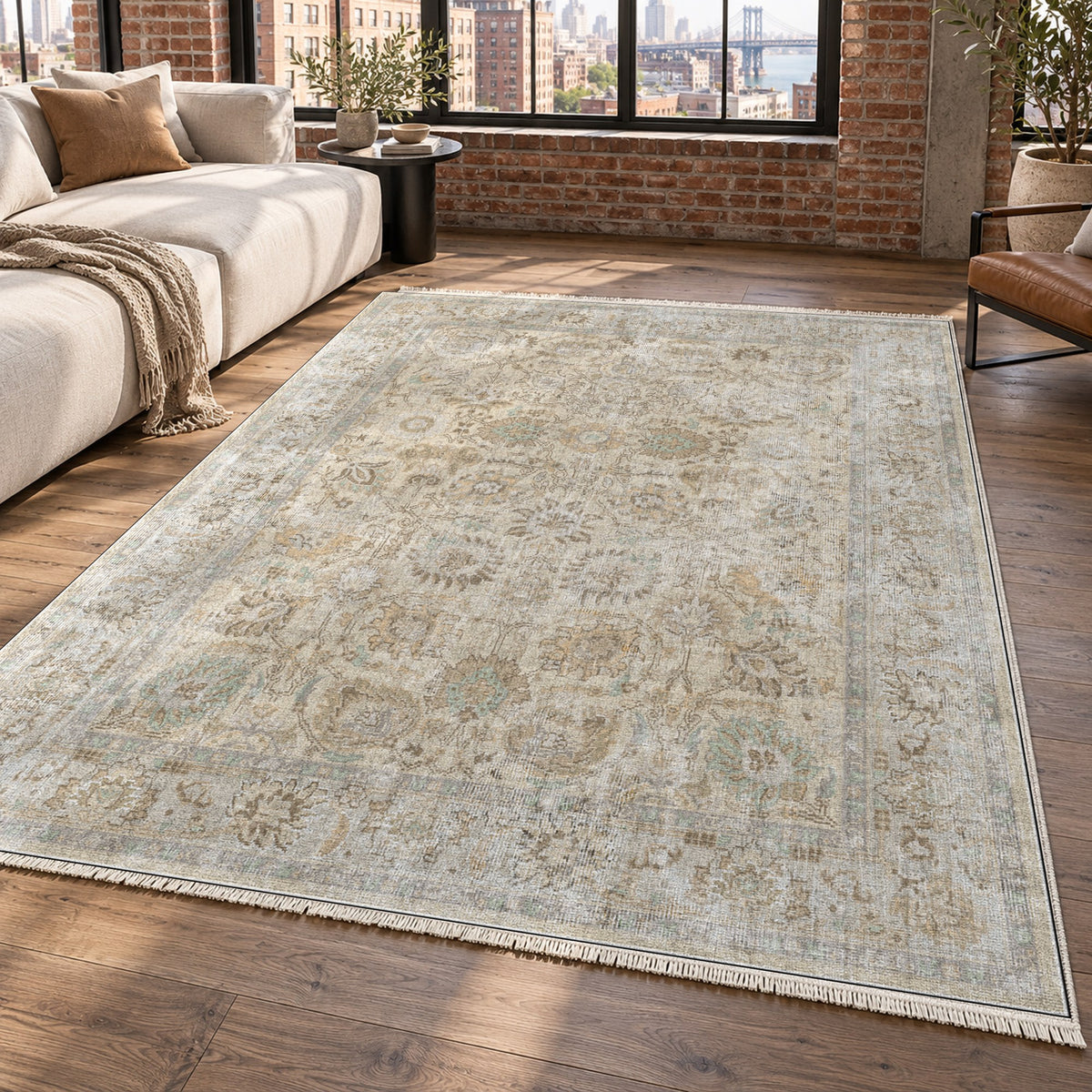 Antique Wash Cream Vintage Washable Rug — new york living
