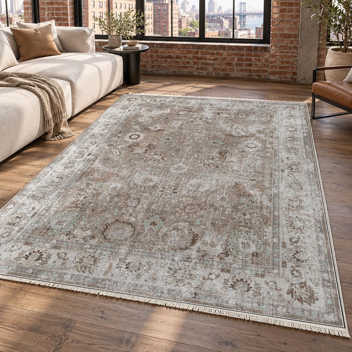 Antique Wash Taupe Vintage Washable Rug — new york living