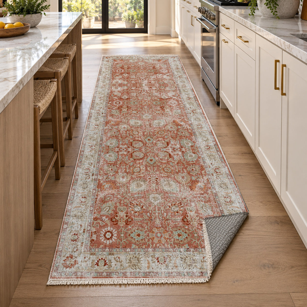 Antique Wash Terracotta Vintage Washable Rug — new york kitchen runner