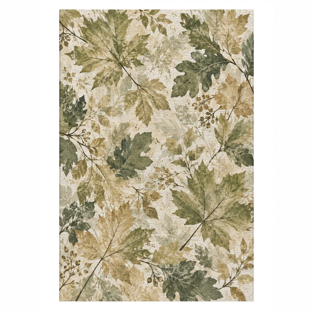 Autumn Canopy Sage Floral Washable Rug — top view