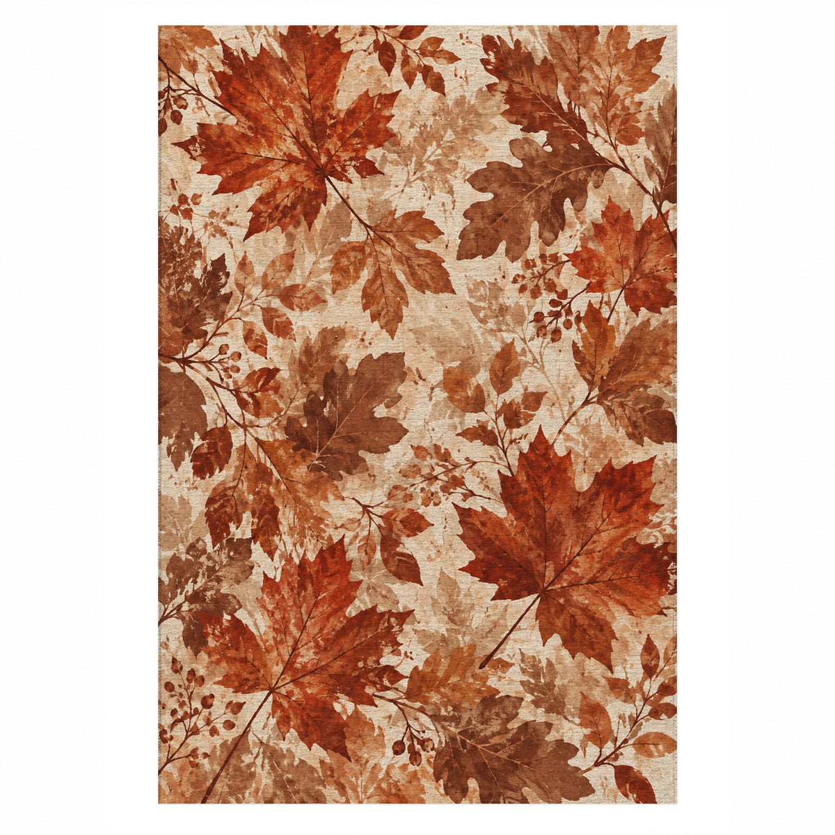Autumn Canopy Terracotta Floral Washable Rug — top view