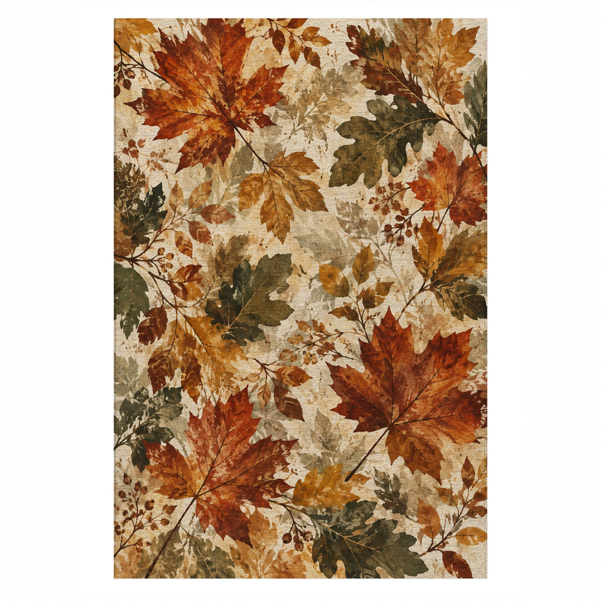 Autumn Canopy Floral Washable Rug — top view