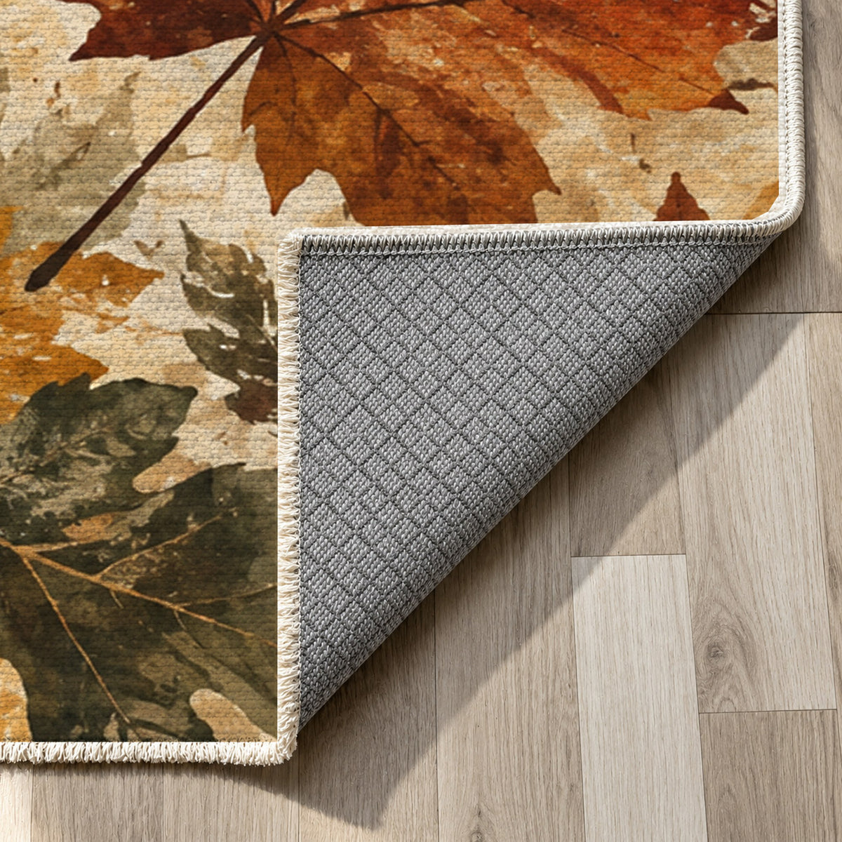 Autumn Canopy Floral Washable Rug — backing close up