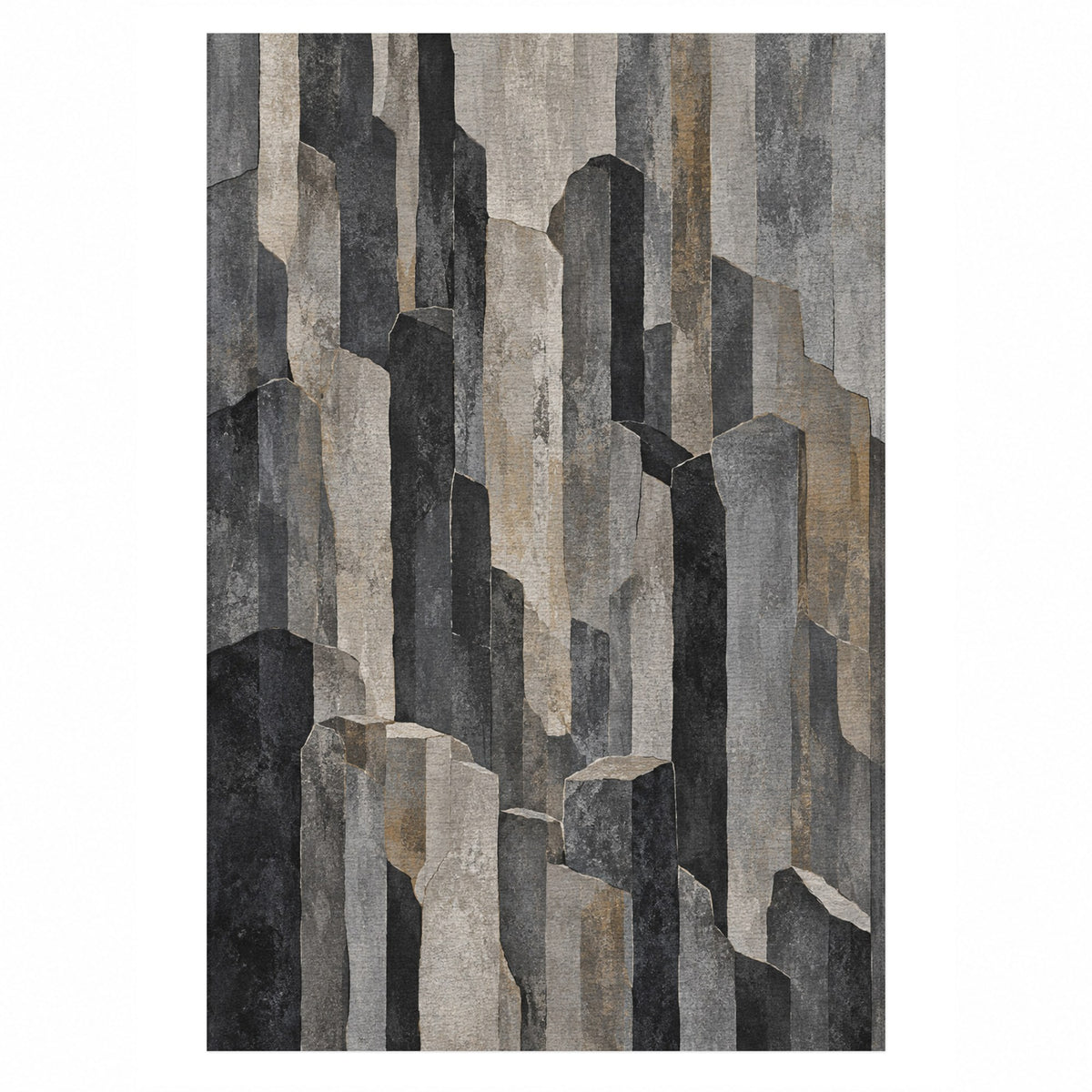Basalt Columns Abstract Washable Rug — top view
