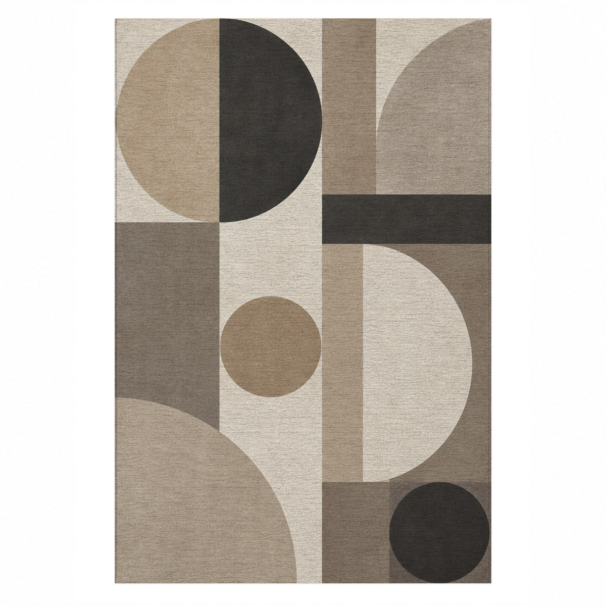 Bauhaus Balance Ivory Taupe Modern Washable Rug — top view