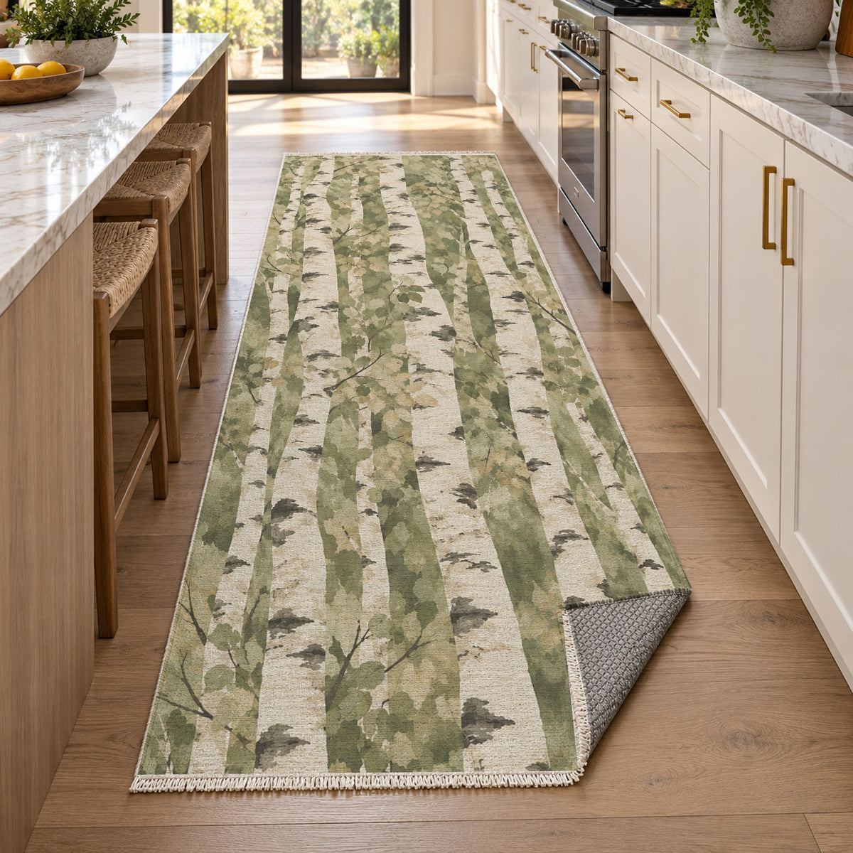 Birch Grove Sage Floral Washable Rug — new york kitchen runner